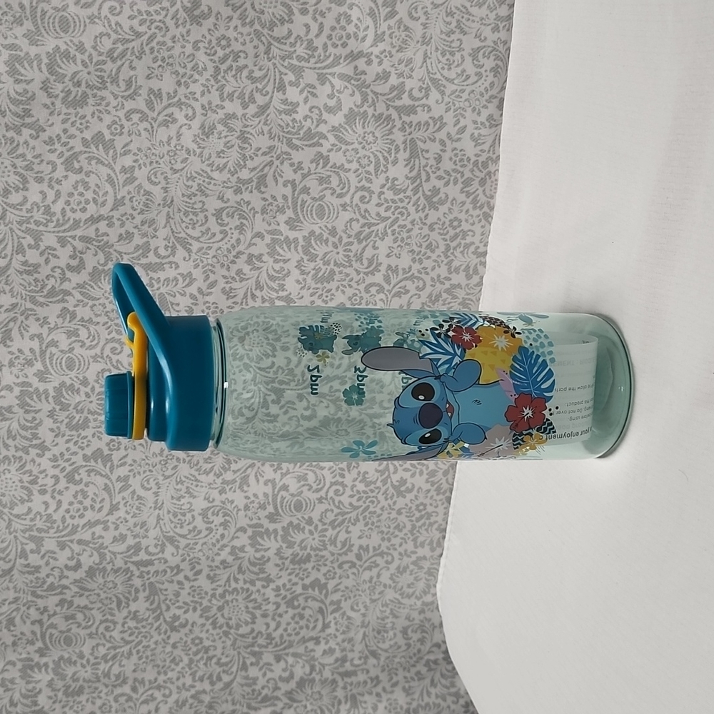 Silver Buffalo Disney Lilo & Stitch Tropical Refill Water Bottle, Screw top lid